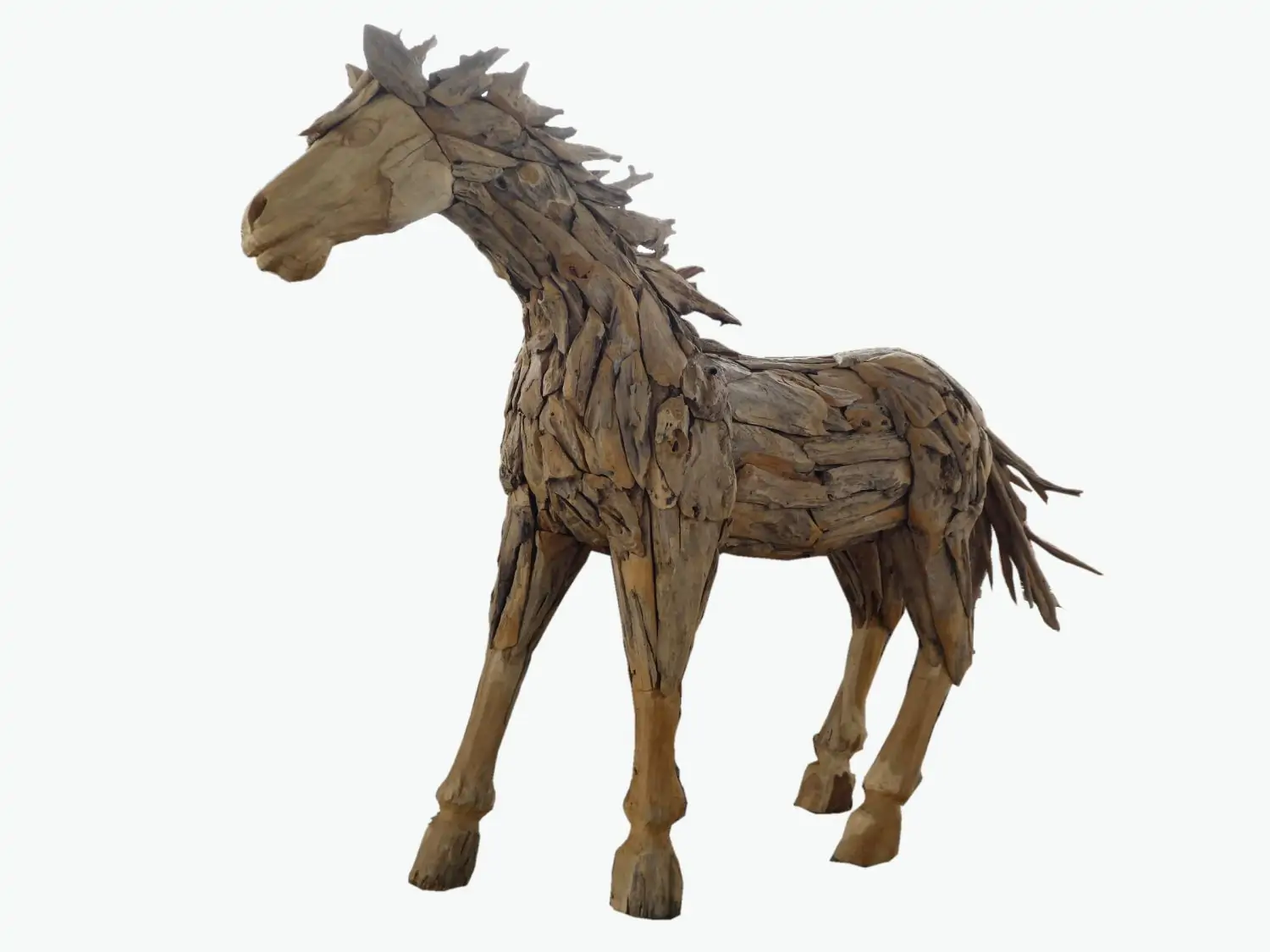  Product image 2 of the product “Standing Horse , the head is carved into wood, the body is made from single teak root pieces. The size is sbout 240cm lenght and 180cm height. ”